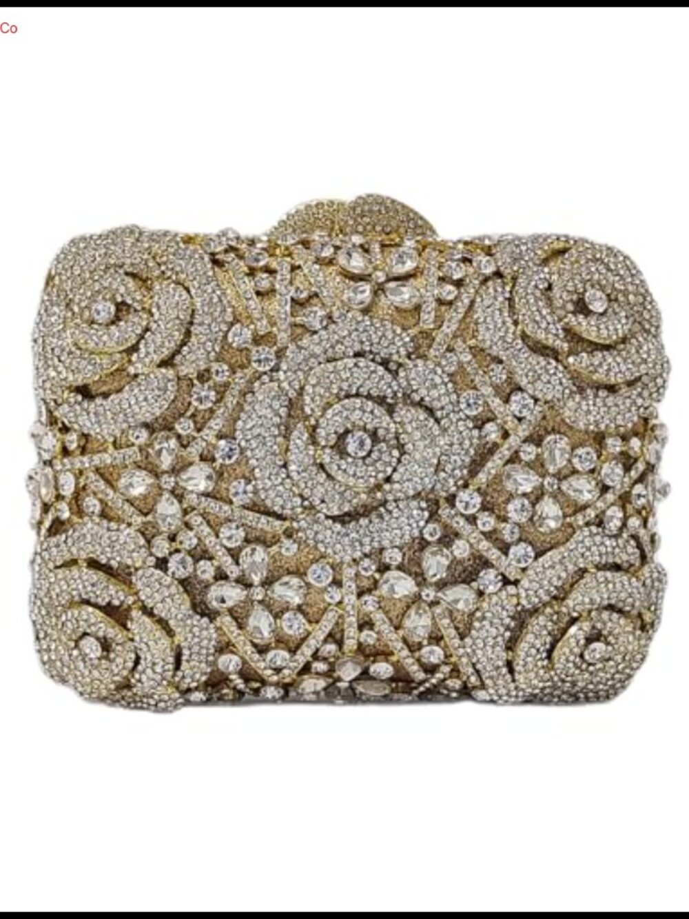 Rhinestone Rose Flower Crystal Clutch Evening Bag with Detachable Chains
